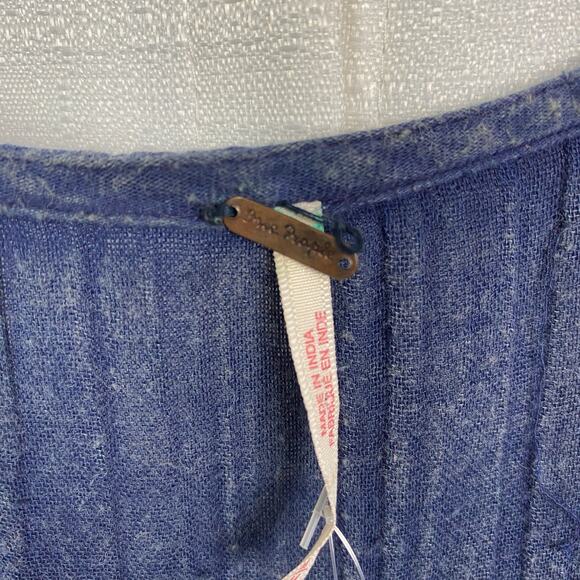 Free People Indigo Blue Washed Ashore Mini Dress Sz.M NWT - Picture 14 of 16